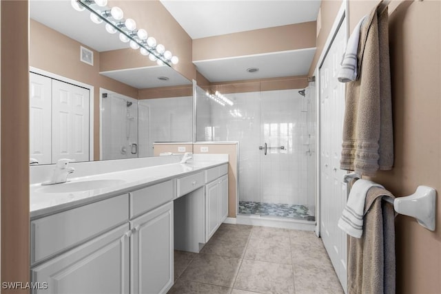11016 Mill Creek Way Unit 2403, Fort Myers, FL 33913 - full bath with a shower stall, double vanity, and tile patterned floors