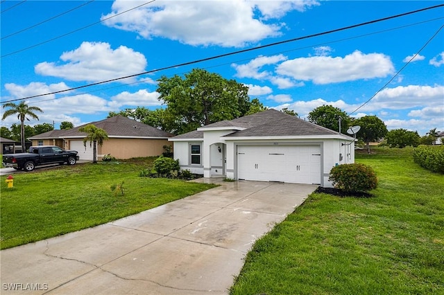 1821 SW 25th St, Cape Coral, FL 33914 - ranch-style house with a shingled roof, stucco siding, concrete driveway, and a front lawn