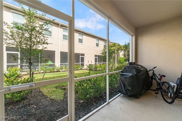 view of unfurnished sunroom
