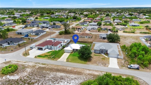drone / aerial view with a residential view