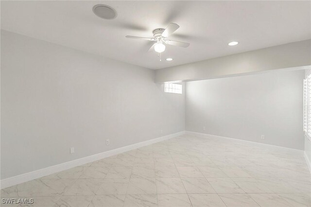 2524 Sailors Way Unit 118, Naples, FL 34109 - unfurnished room with recessed lighting, ceiling fan, baseboards, and marble finish floor
