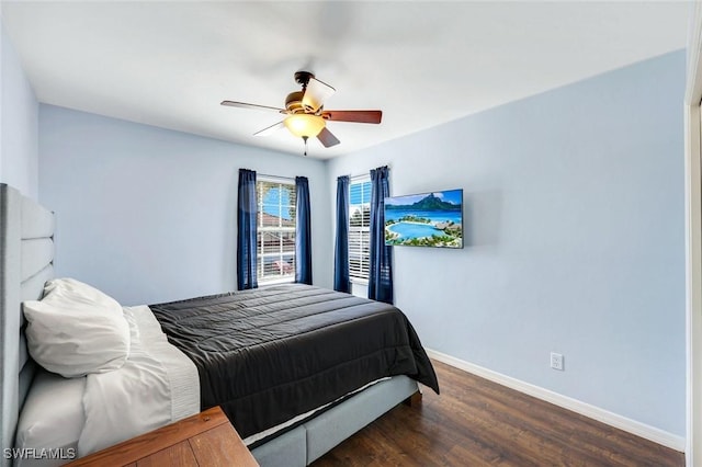 13760 Silver Lake Ct, Fort Myers, FL 33912 - bedroom featuring baseboards, ceiling fan, and wood finished floors