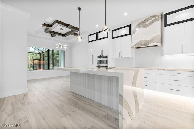4693 13th Ave SW, Naples, FL 34116 - kitchen featuring coffered ceiling, white cabinetry, and modern cabinets