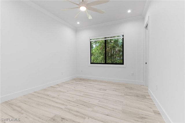 4693 13th Ave SW, Naples, FL 34116 - empty room featuring a ceiling fan, recessed lighting, baseboards, and light wood-type flooring