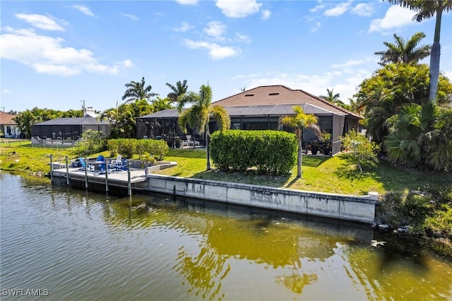 3824 SW 11th Pl, Cape Coral, FL 33914 - dock area featuring a water view and a yard
