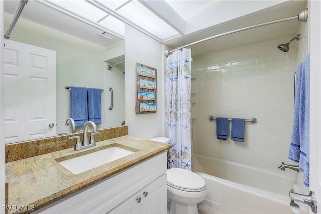 16902 Timberlakes Dr, Fort Myers, FL 33908 - bathroom featuring toilet, vanity, and shower / bathtub combination with curtain