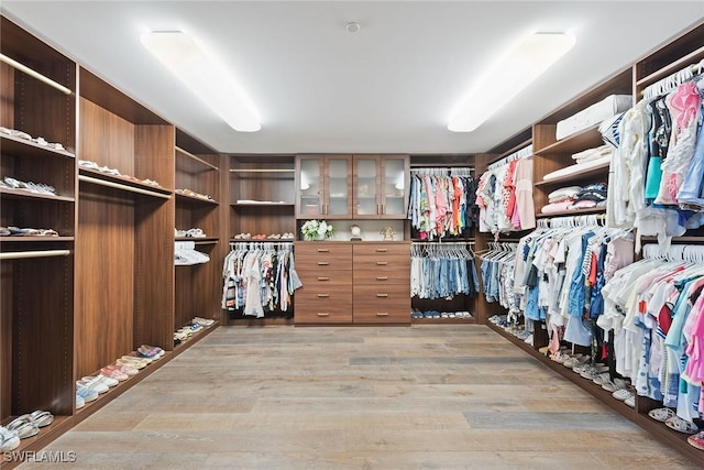 spacious closet featuring light wood-type flooring