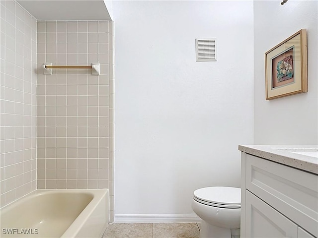 2178 Arbour Walk Cir Unit 2322, Naples, FL 34109 - bathroom featuring toilet, tile patterned flooring, vanity, baseboards, and bathing tub / shower combination