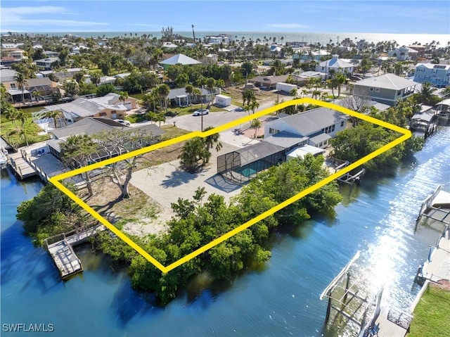 351 Jefferson Ct, Fort Myers Beach, FL 33931 - birds eye view of property with a residential view and a water view
