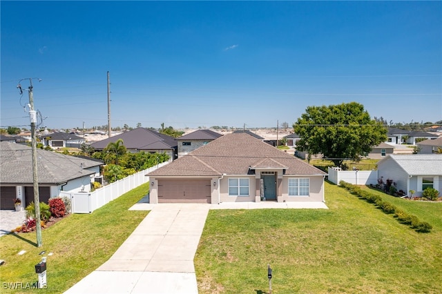 1045 SW Embers Ter, Cape Coral, FL 33991 - ranch-style home featuring a residential view, concrete driveway, a garage, and stucco siding