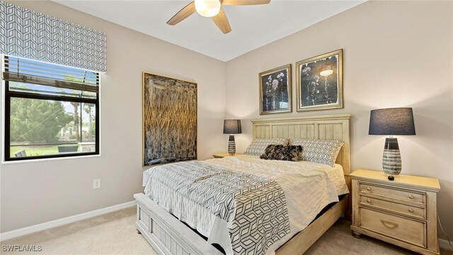 3524 Stormy Creek Ln, Alva, FL 33920 - bedroom featuring baseboards, light carpet, and a ceiling fan