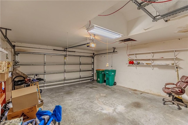garage with a garage door opener