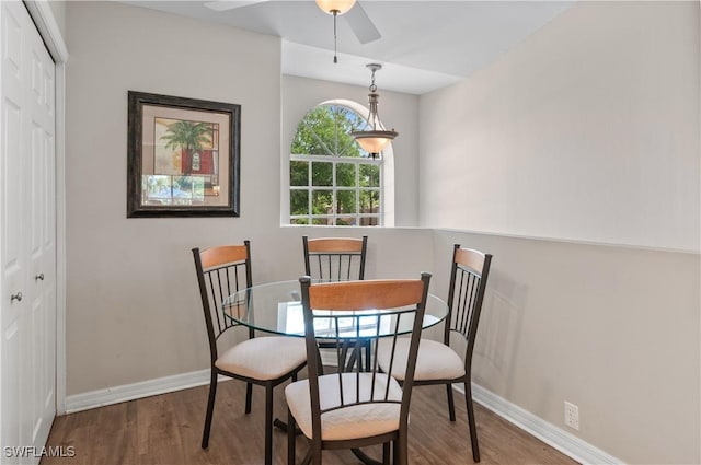 13641 Worthington Way Unit 1612, Bonita Springs, FL 34135 - dining area featuring wood finished floors and a ceiling fan