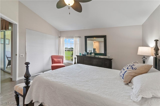 13641 Worthington Way Unit 1612, Bonita Springs, FL 34135 - bedroom with lofted ceiling, wood finished floors, and ceiling fan
