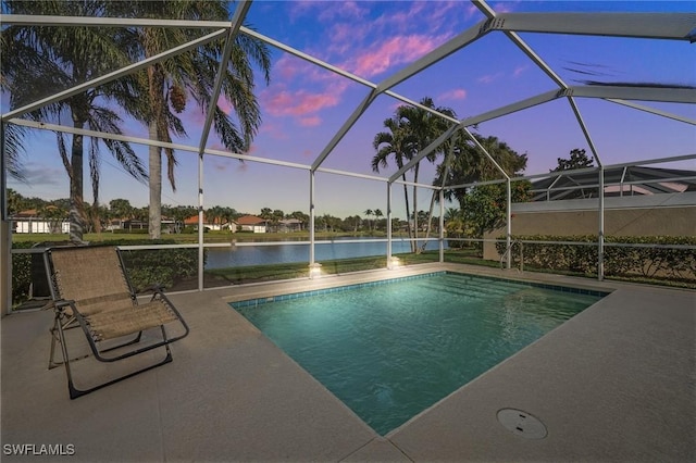3695 Exuma Way, Naples, FL 34119 - pool with a water view, glass enclosure, and a patio area