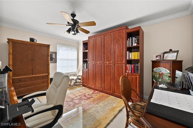 3695 Exuma Way, Naples, FL 34119 - office featuring crown molding and a ceiling fan