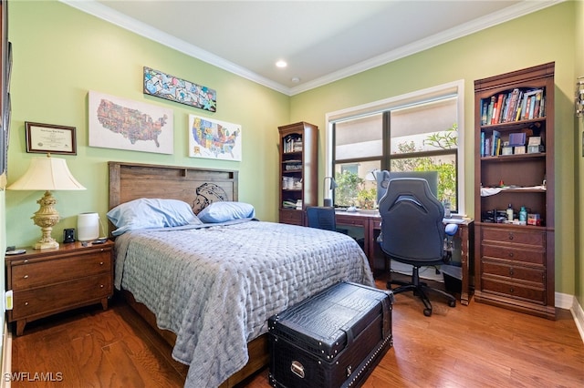 3412 Atlantic Cir, Naples, FL 34119 - bedroom featuring recessed lighting, ornamental molding, and wood finished floors