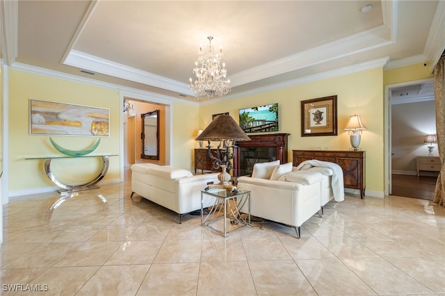 3412 Atlantic Cir, Naples, FL 34119 - living room with a tray ceiling and marble finish floor