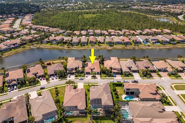 3412 Atlantic Cir, Naples, FL 34119 - bird's eye view featuring a residential view and a water view