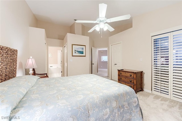3775 Fieldstone Blvd Unit 104, Naples, FL 34109 - bedroom with carpet floors, ceiling fan, and ensuite bathroom
