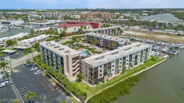 bird's eye view with a water view and a city view