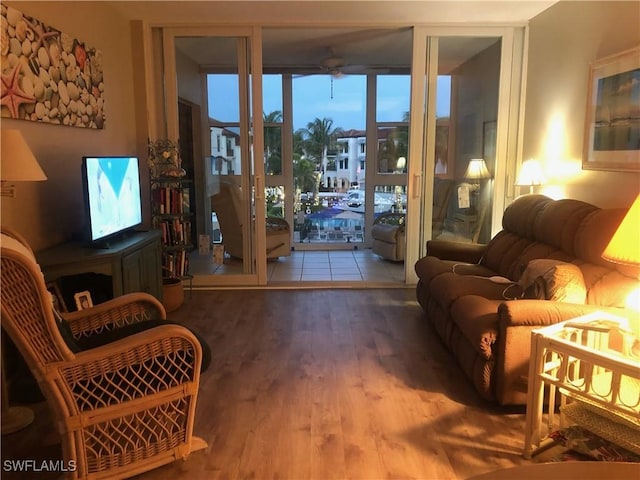 living area featuring wood finished floors