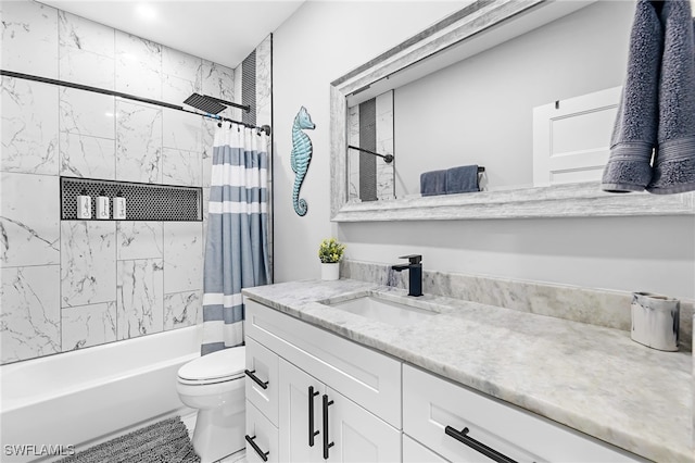 1330 Rock Rd, Naples, FL 34120 - bathroom featuring toilet, shower / bath combination with curtain, and vanity