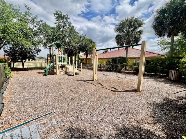 community play area with fence