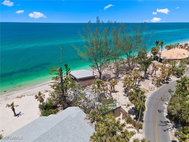 3203 Casey Key Rd, Nokomis, FL 34275 - aerial view featuring a water view and a beach view