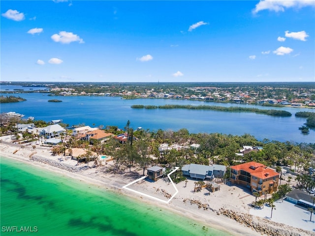 3203 Casey Key Rd, Nokomis, FL 34275 - bird's eye view with a water view and a view of the beach