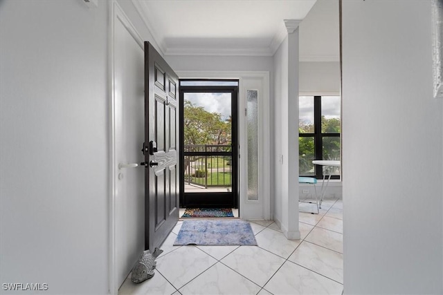 entrance foyer with ornamental molding