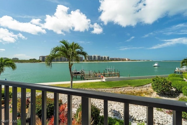 view of water feature featuring a boat dock