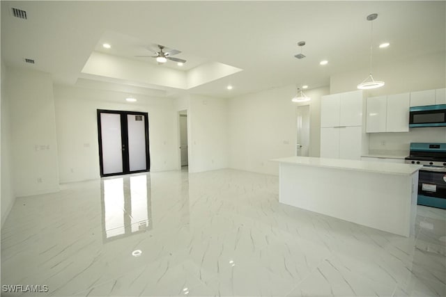 2808 NW 21st Ave, Cape Coral, FL 33993 - kitchen featuring visible vents, appliances with stainless steel finishes, modern cabinets, white cabinets, and recessed lighting
