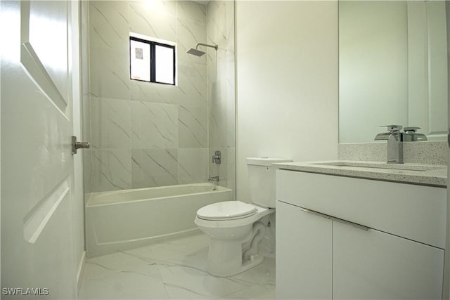 2808 NW 21st Ave, Cape Coral, FL 33993 - full bathroom with toilet, washtub / shower combination, marble finish floor, and vanity