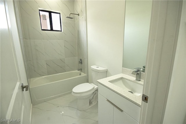 2808 NW 21st Ave, Cape Coral, FL 33993 - bathroom with vanity, marble finish floor, tub / shower combination, and toilet
