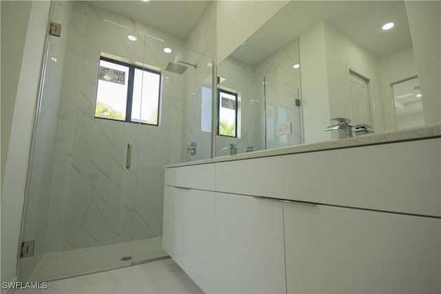 2808 NW 21st Ave, Cape Coral, FL 33993 - bathroom featuring recessed lighting and a marble finish shower