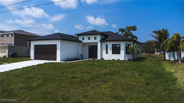 2808 NW 21st Ave, Cape Coral, FL 33993 - prairie-style house featuring an attached garage, stucco siding, driveway, and a front yard