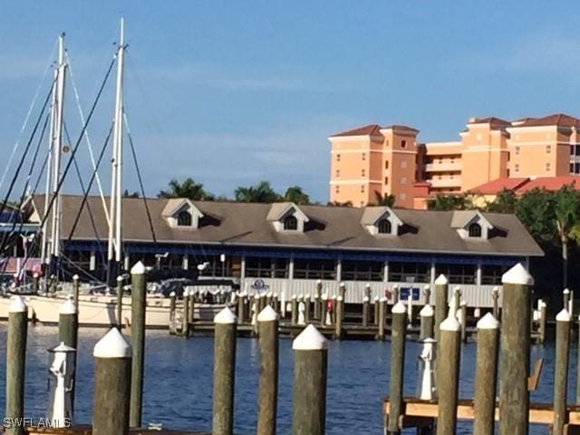 view of water feature featuring a dock