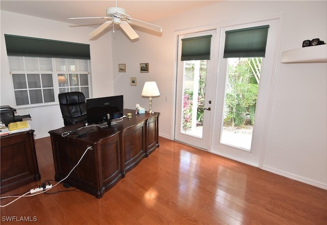 3787 Whippoorwill Ct, Punta Gorda, FL 33950 - office with baseboards, ceiling fan, and wood finished floors