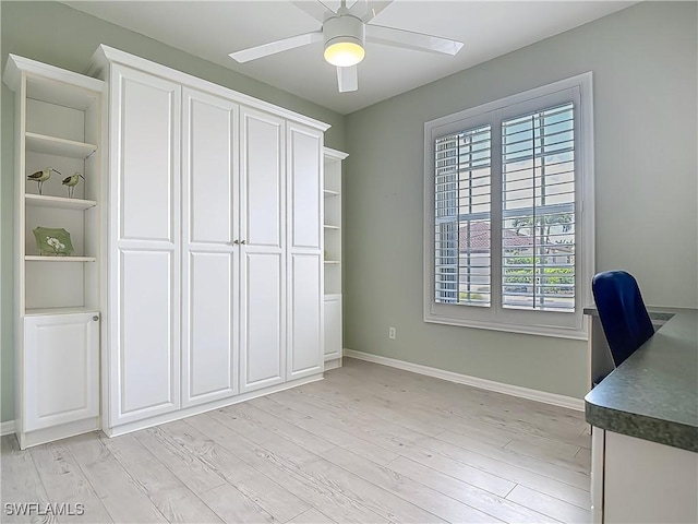 20710 Mystic Way N, Fort Myers, FL 33917 - office with a ceiling fan, baseboards, and light wood finished floors