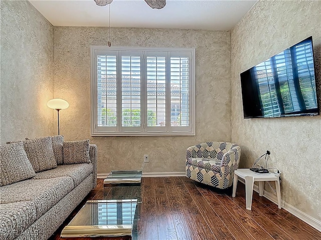 20710 Mystic Way N, Fort Myers, FL 33917 - living room with wood finished floors, a textured wall, and baseboards
