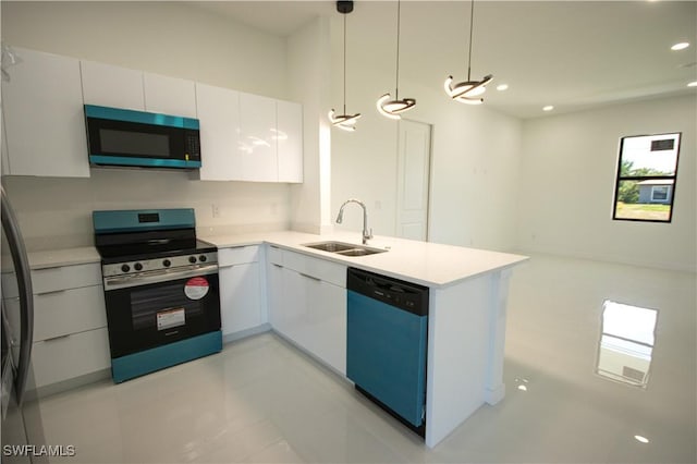 3610 22nd St SW, Lehigh Acres, FL 33976 - kitchen with electric range, dishwashing machine, light countertops, white cabinets, and a sink