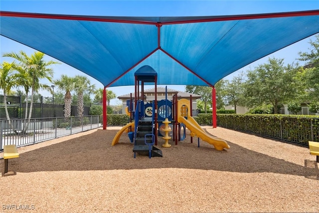 communal playground with fence
