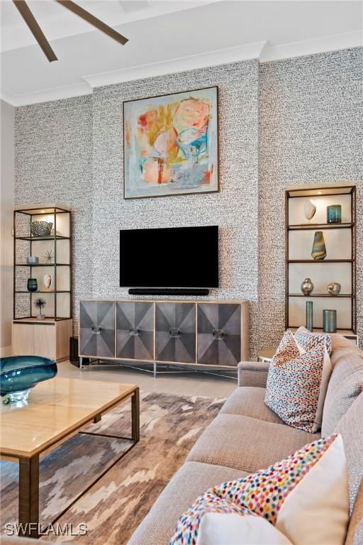 6250 Lightbourn Way, Naples, FL 34113 - living area with crown molding