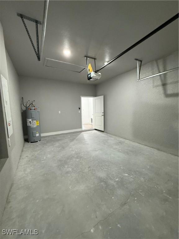 garage featuring water heater