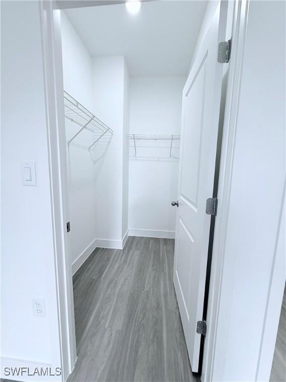 spacious closet with wood finished floors