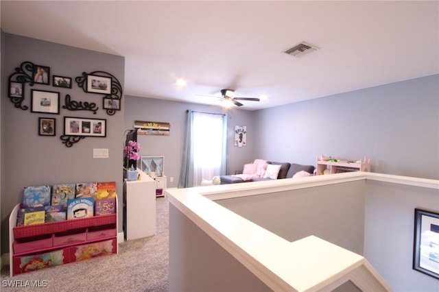 9792 Glen Heron Dr, Bonita Springs, FL 34135 - bedroom with ceiling fan, carpet flooring, and visible vents