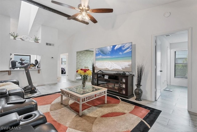 4732 Blackberry Dr, Fort Myers, FL 33905 - living room with ceiling fan, plenty of natural light, and high vaulted ceiling