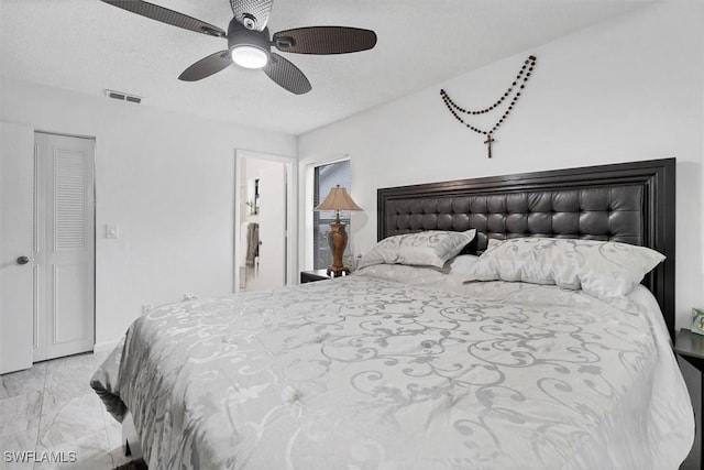 4732 Blackberry Dr, Fort Myers, FL 33905 - bedroom with light marble finish flooring and a ceiling fan