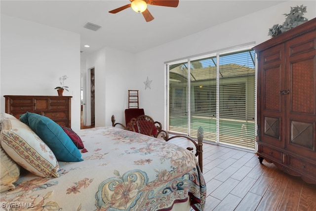 28404 Via Odanti Dr, Bonita Springs, FL 34135 - bedroom with access to outside, recessed lighting, a ceiling fan, and visible vents